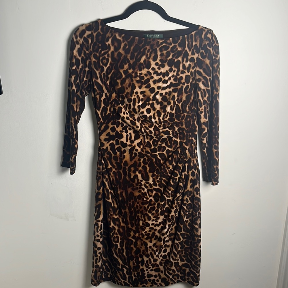 Lauren Ralph Lauren Women’s Leopard Print Faux Wrap Dress Old Money Heritage
